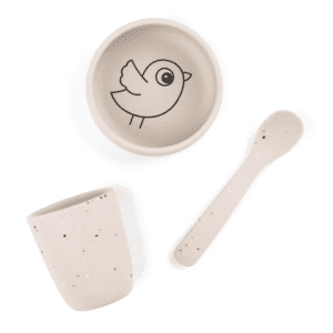 Coffret premier repas en silicone Birdee - Sable