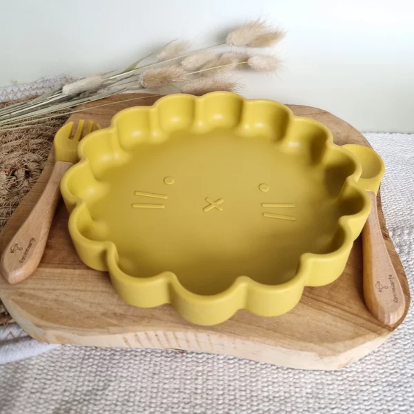 Set assiette et couverts en sillicone - Jaune