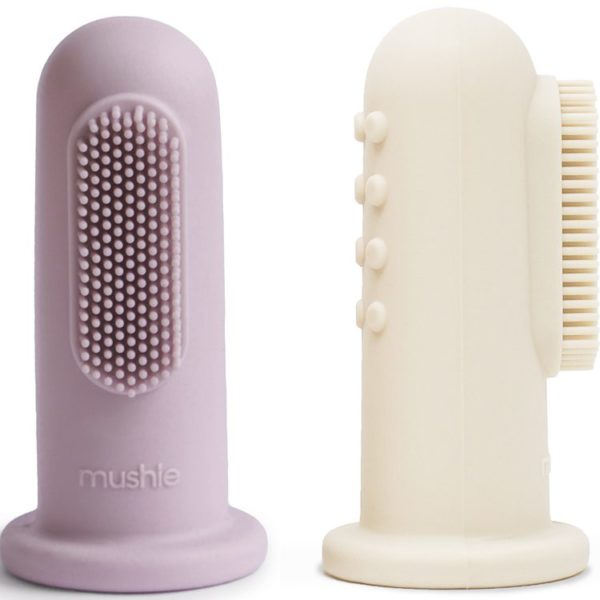 Lot de 2 brosses à dent à doigt - Lilac + Ivory